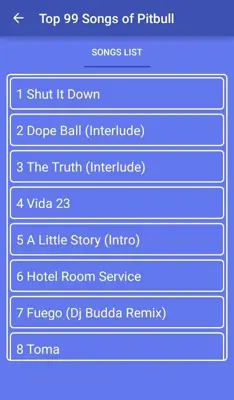 Top 99 Songs of Pitbull android App screenshot 6